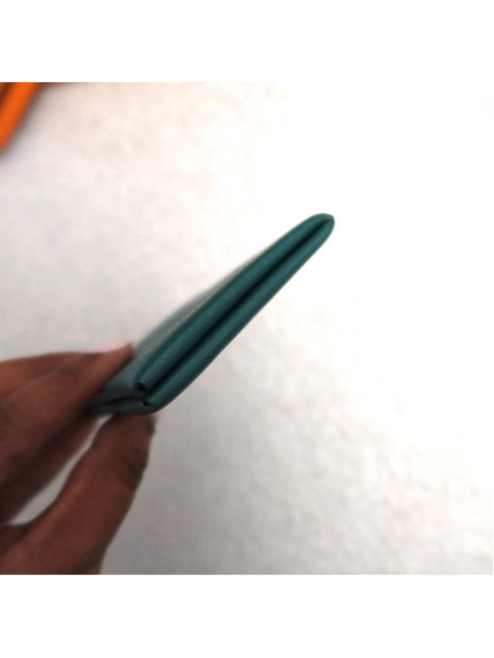Hermes Calvi Card Case Green Blue EXCELLENT - Picture 9 of 10
